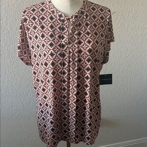 Liz Claiborne Black and Pink Floral Blouse